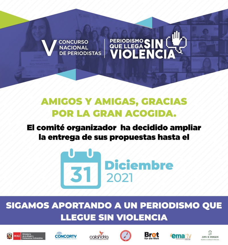 Amplían plazo del concurso periodismo que llega sin violencia 2021 