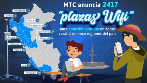 Con puntos inalámbricos impulsarán conexión gratuita de internet en zonas rurales de 12 regiones 