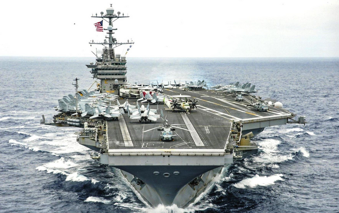 Portaviones norteamericano hizo demostración en costas de Trujillo