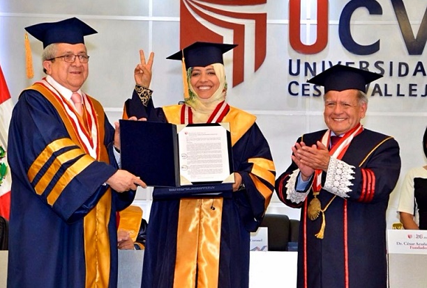 Trujillo: Premio Nobel de la Paz 2011, Tawakkol Karma recibe condecoración de la UCV