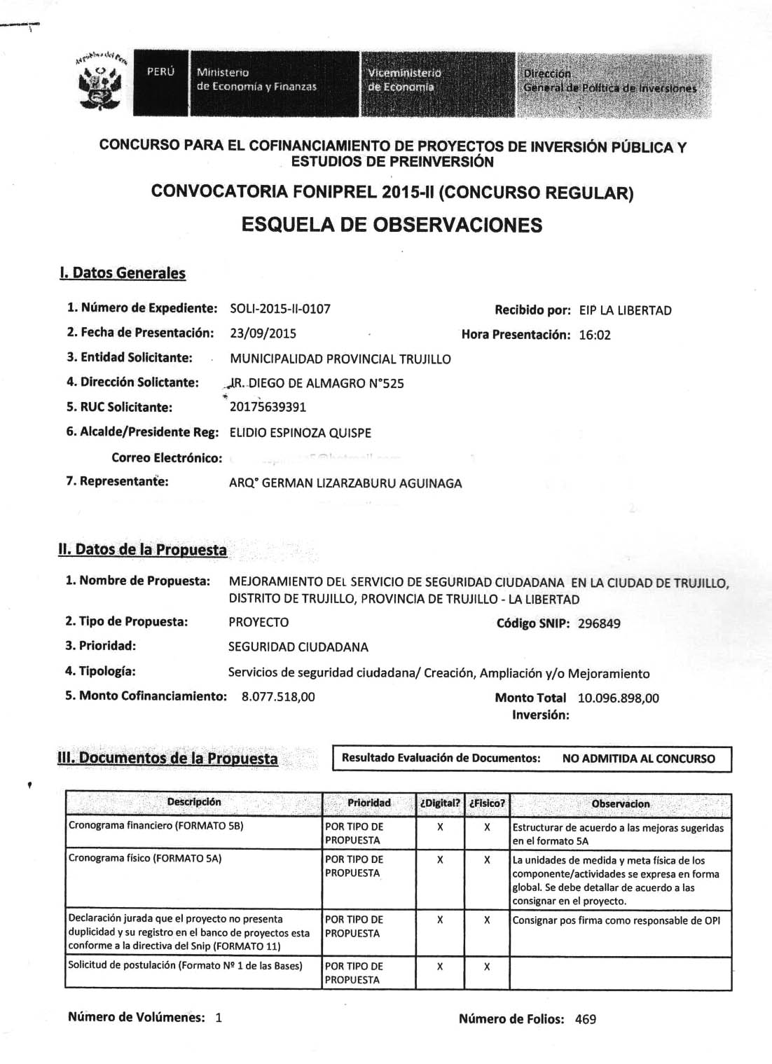 Foniprel rechaza proyecto de cámaras de videovigilancia en Trujillo