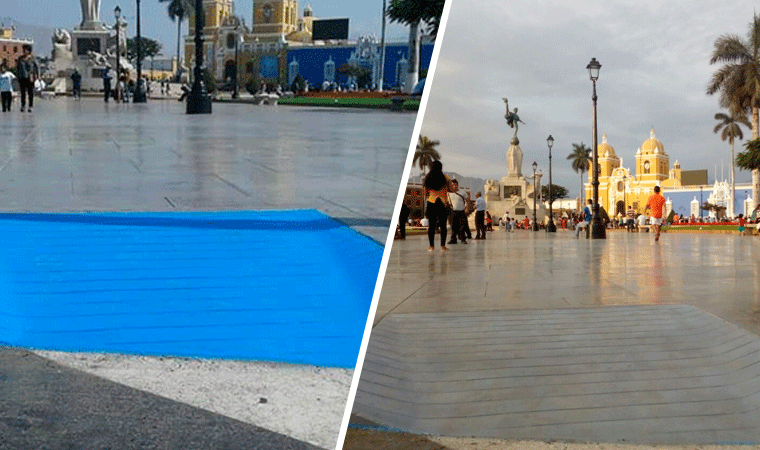 Municipalidad de Trujillo cede ante críticas y cambia color de rampas sin pensar en discapacitados