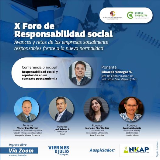 Trujillo: Cámara de Comercio organiza el X Foro de Responsabilidad Social frente a la postpandemia 