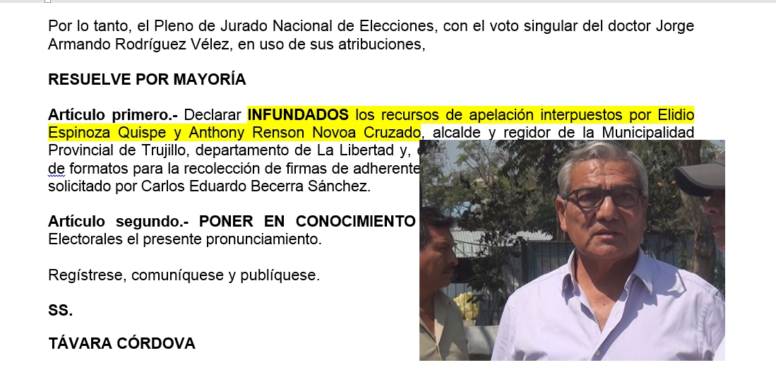 Vuelco inesperado a revocatoria de alcalde y regidores de Trujillo 