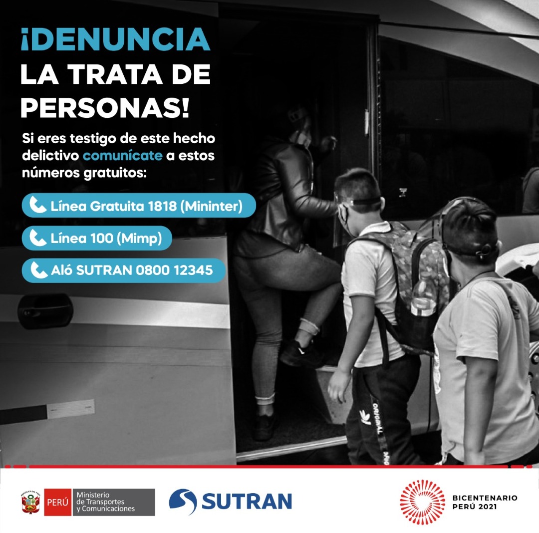 Sutran realiza operativos simultáneos contra la trata de personas en el transporte interprovincial