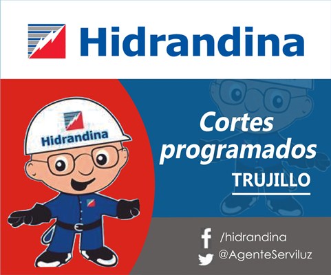 Corte de energía programó Hidrandina en varios distritos de Trujillo para 6 de diciembre