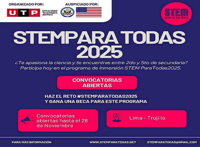 EE.UU. auspicia programa en ciencia, tecnología, ingeniería y matemáticas para alumnas de Lima y Trujillo