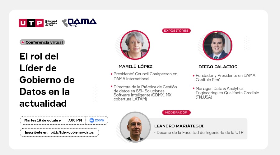 La UTP y DAMA Capítulo Perú presentan la conferencia “El rol del Líder de Gobierno de Datos en la actualidad”