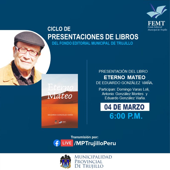 Fondo Editorial de la MPT presenta libro “Eterno Mateo” de Gonzalez Viaña