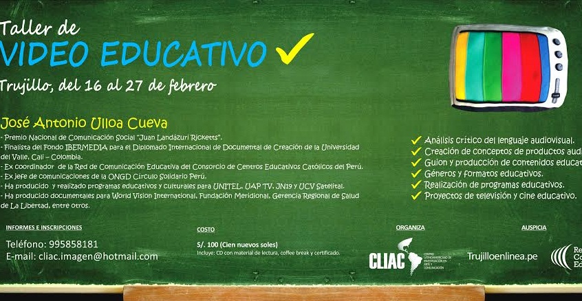 Dictarán taller de vídeo educativo en Trujillo