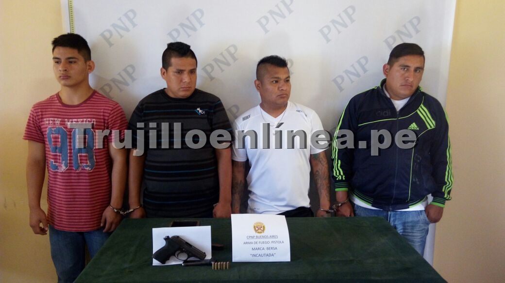 Atrapan a cuatro marcas con arma robada en Víctor Larco