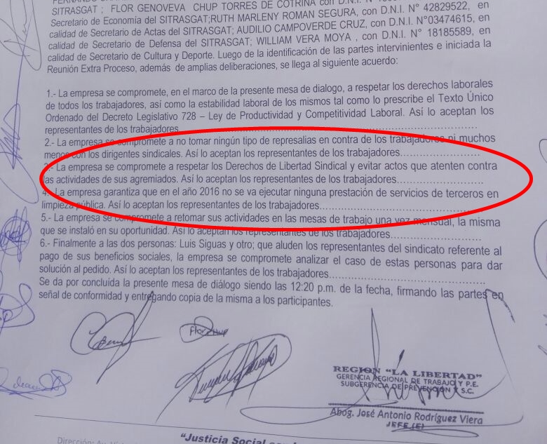 Trujillo: Sindicato del Segat suspende huelga